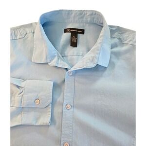 International Concepts Long Sleeve Button Up Shirt Mens XL Blue